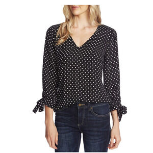 CeCe 3/4 Tie Sleeve Heirloom Dot Top